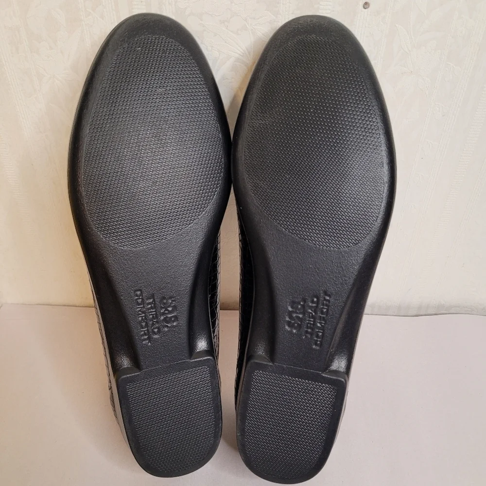 SAS Croc Embossed Black Patent Leather Loafers Size 7.5 Narrow